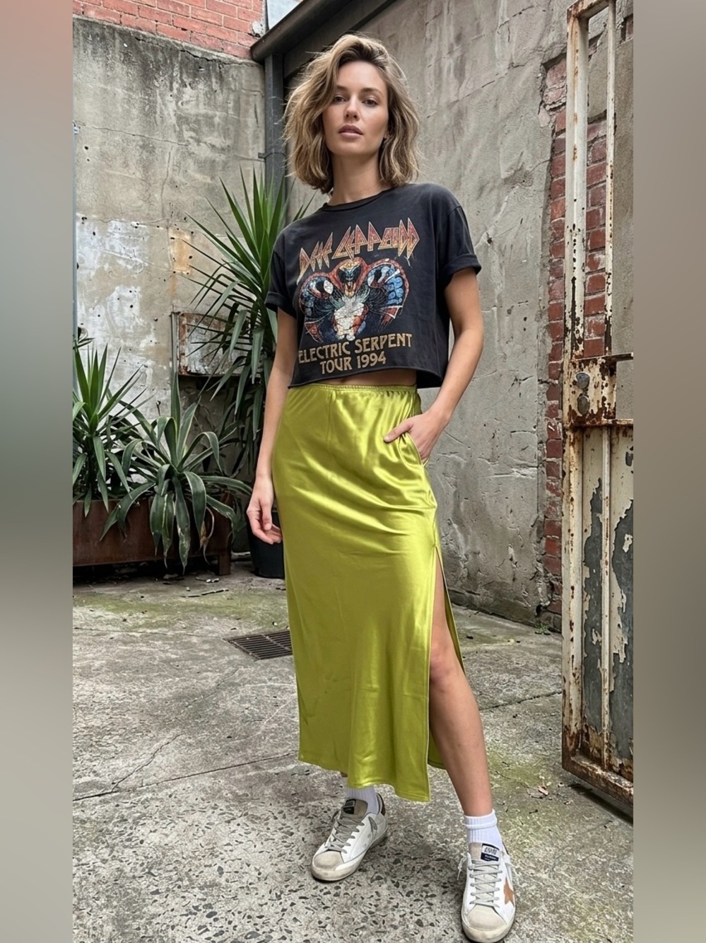 PrettyLittleThing Satin-Look Maxi Skirt in Green
